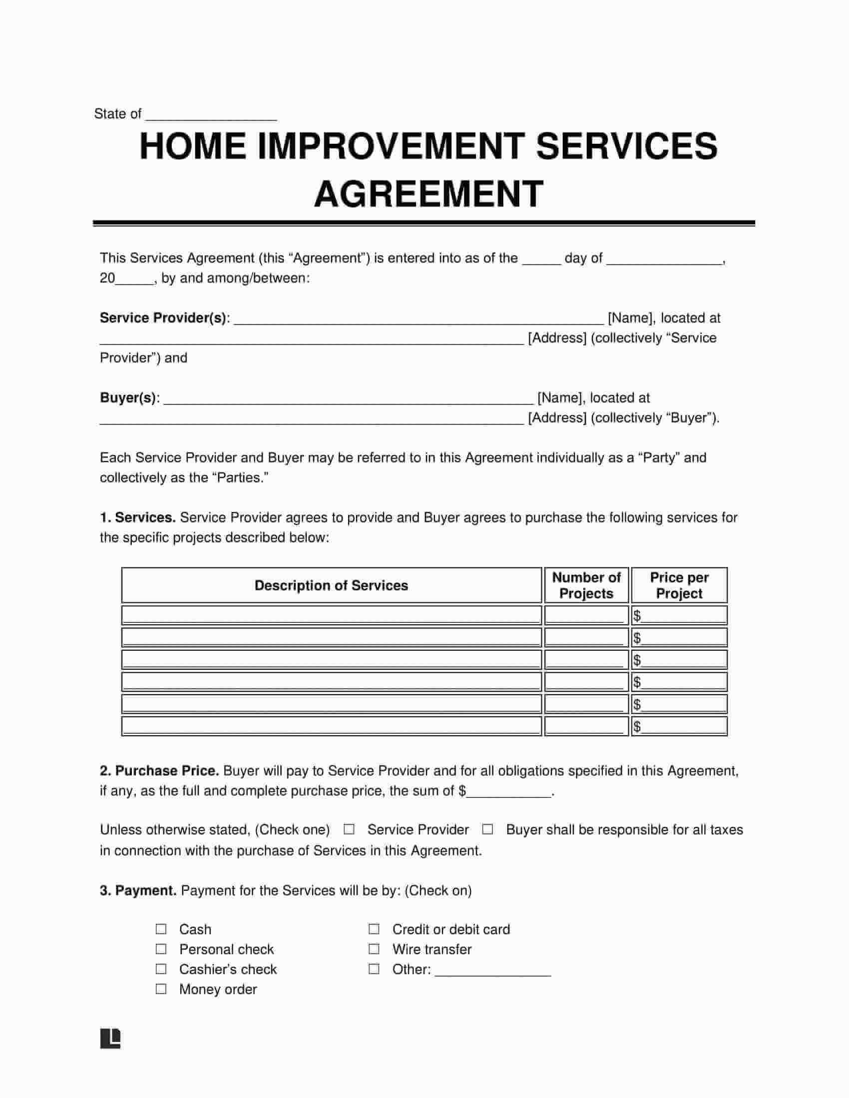 Free Home Improvement Contract Template | Pdf &amp;amp; Word pertaining to Free Printable Home Improvement Contracts