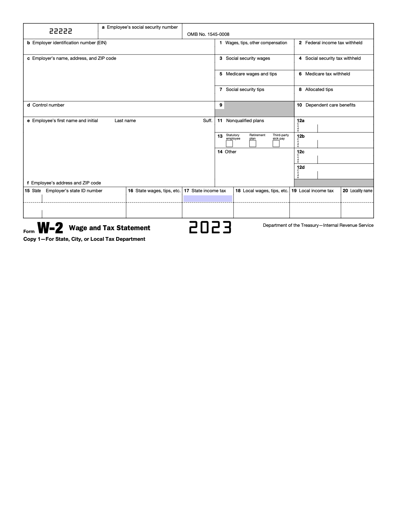 Free Irs Form W-2 | Wage And Tax Statement - Pdf – Eforms pertaining to Free W2 Forms Online Printable