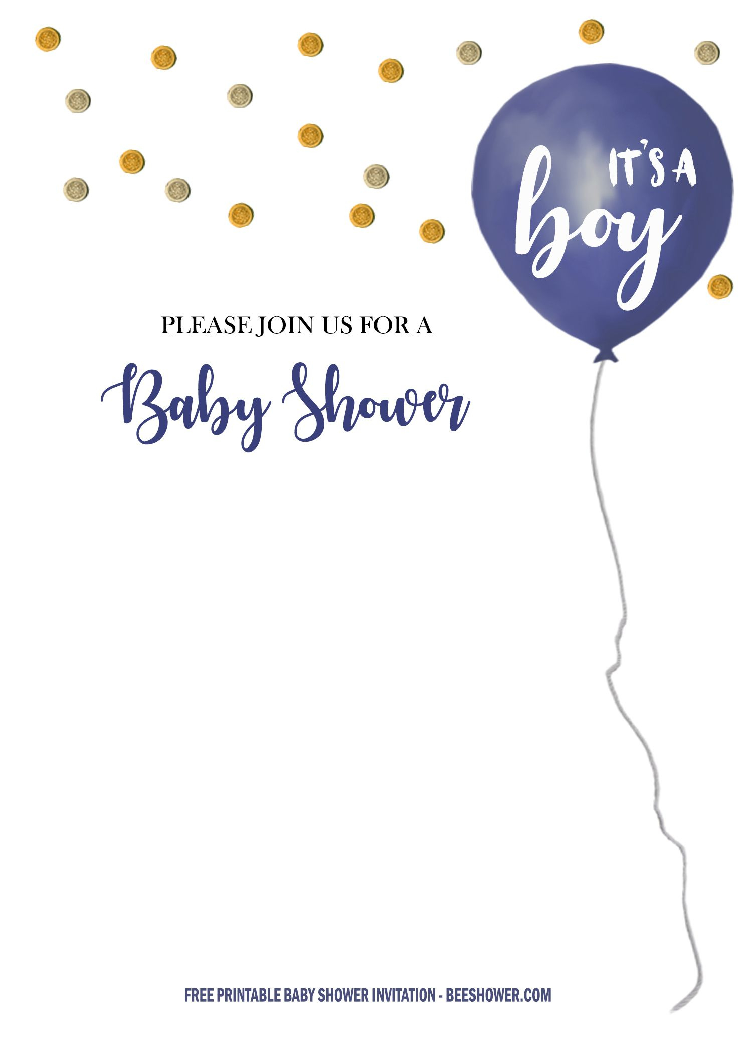 Free It'S A Boy Baby Shower Invitation Templates | Beeshower for Free Printable Baby Shower Invitations For Boys