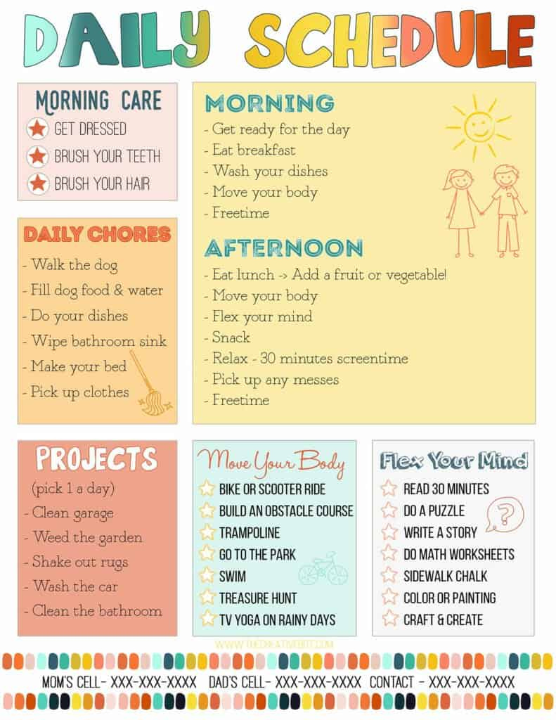 Free Kids Daily Routine Chart inside Children&amp;#039;S Routine Charts Free Printable