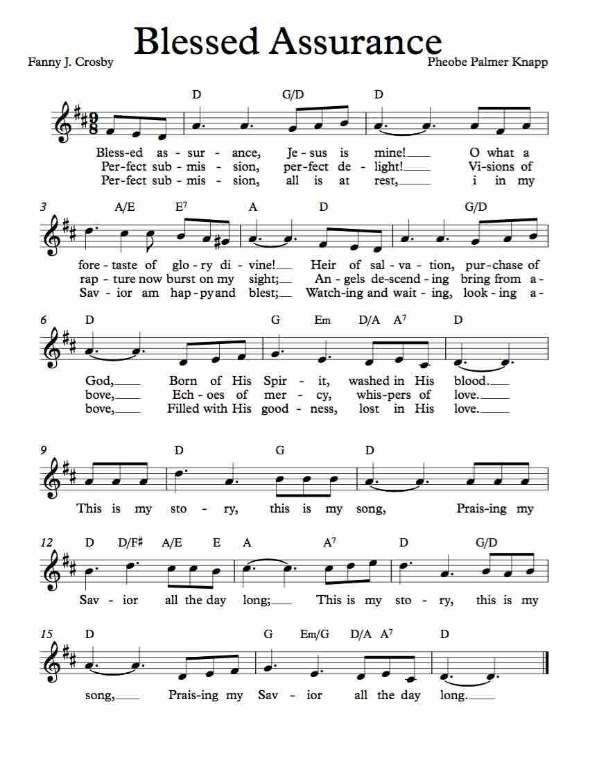 Free Lead Sheetu2013Blessed Assurance | Gospel Song Lyrics, Hymn for Free Printable Gospel Sheet Music For Piano