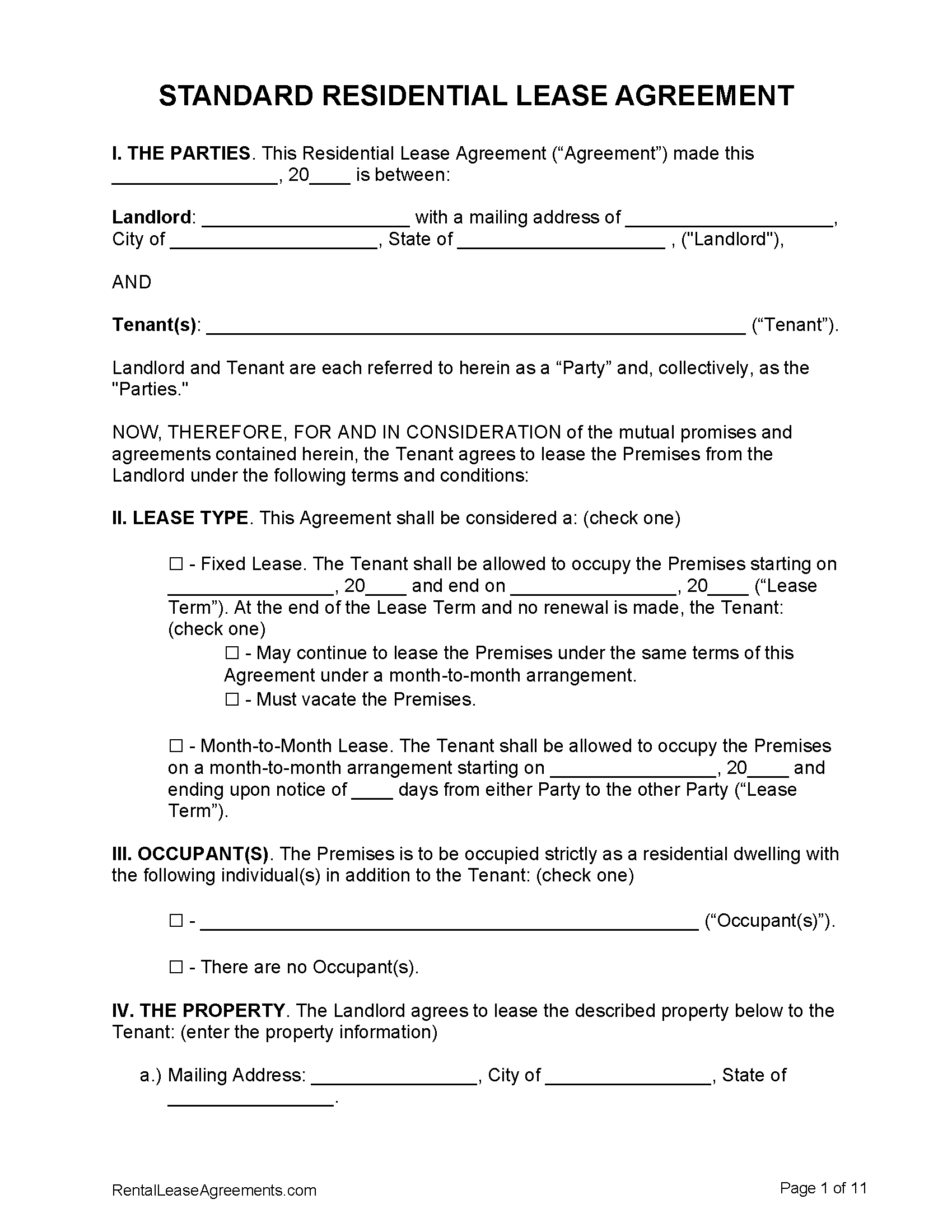 Free Lease Agreement Templates | Pdf &amp;amp; Word pertaining to Blank Lease Agreement Free Printable