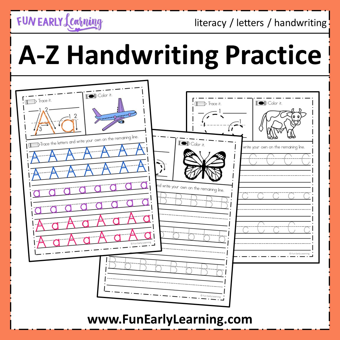 Free Letter Tracing Worksheets – A-Z Handwriting Practice – Fun for Preschool Writing Worksheets Free Printable