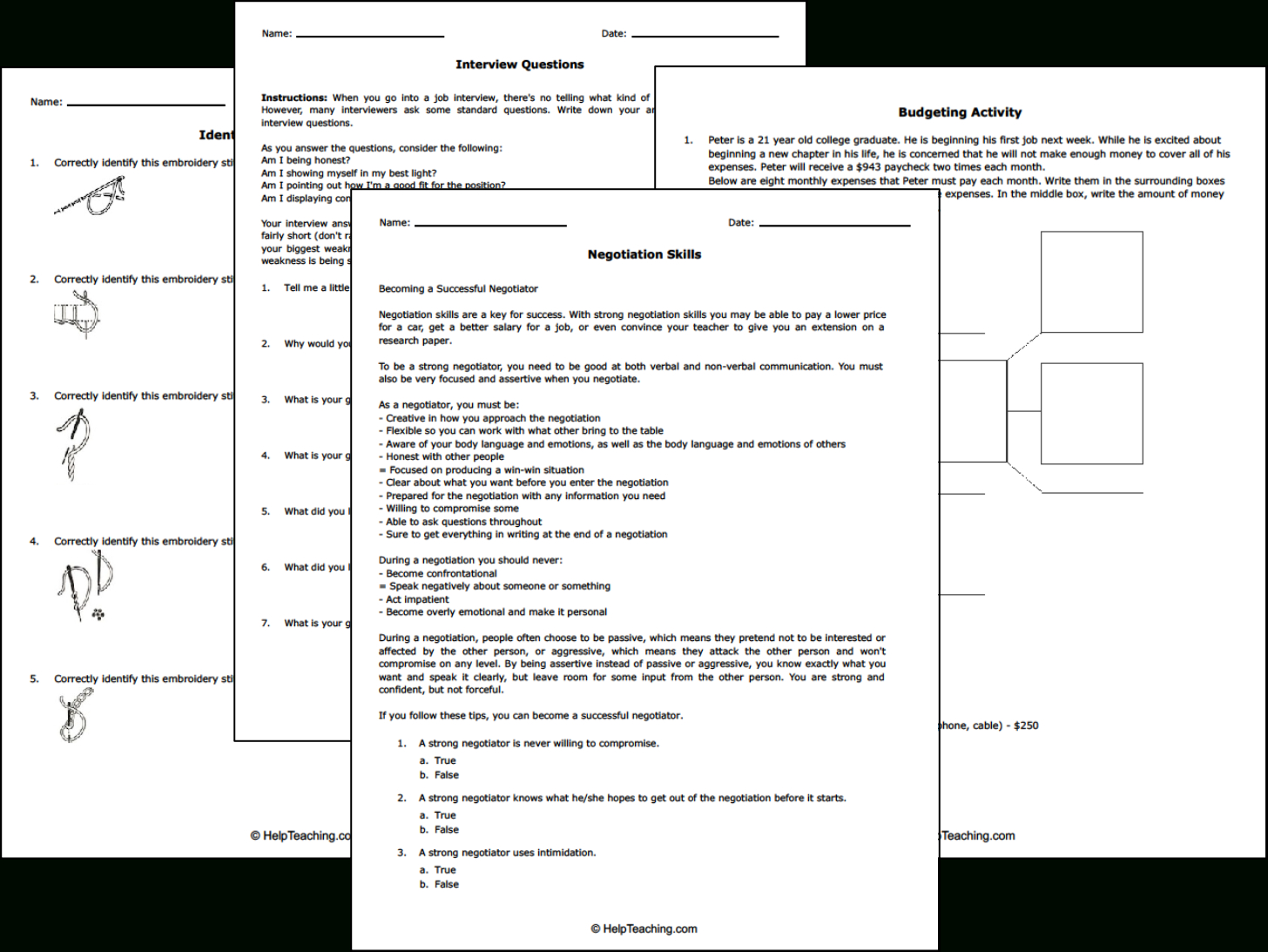 Free Life And Money Skills Worksheets in Free Printable Life Skills Worksheets