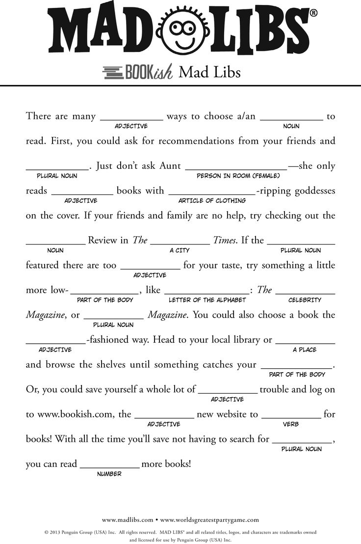 Free 'Mad Libs' For Kids | Mad Libs, Mad Libs For Adults, Funny for Printable Free Mad Libs Sheets