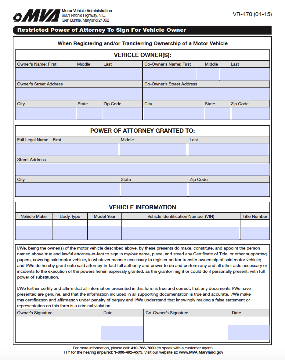 Free Maryland Power Of Attorney Forms | Pdf Templates intended for Maryland Power Of Attorney Form Free Printable