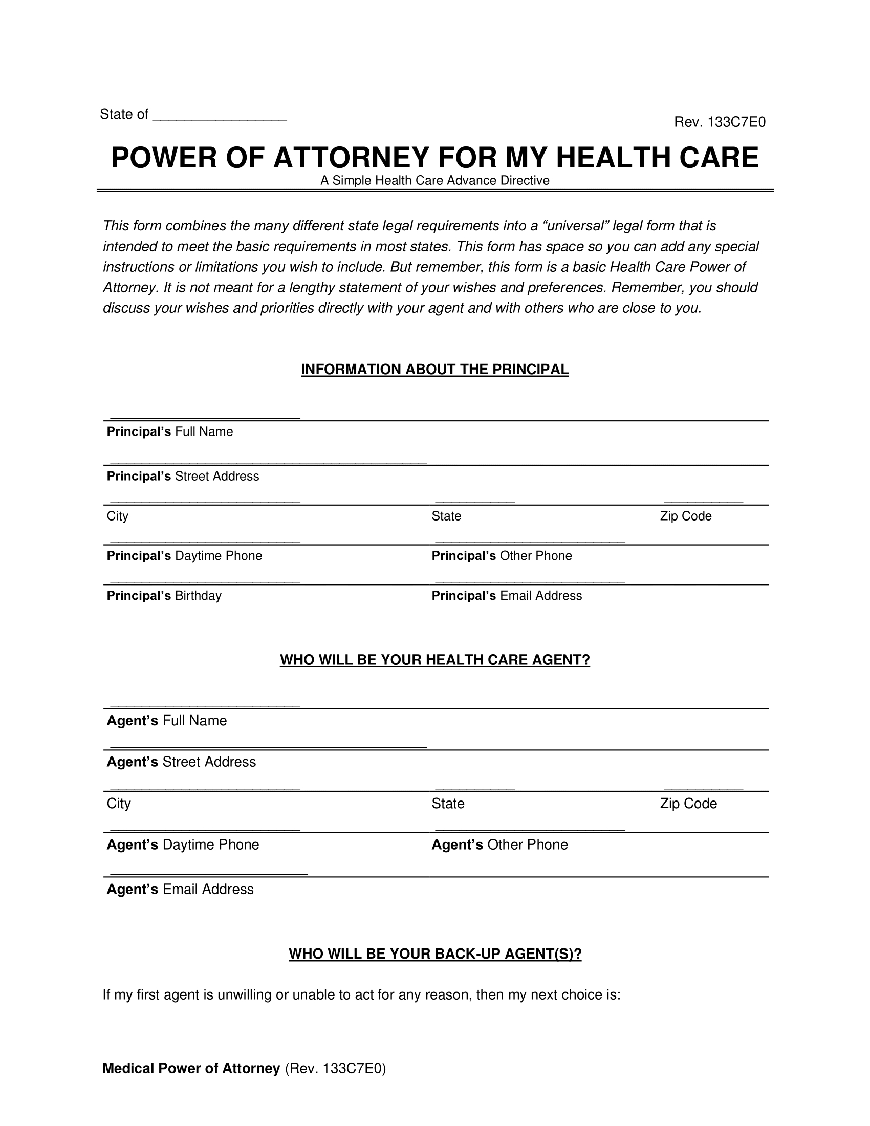 Free Medical (Health Care) Power Of Attorney Form | Pdf &amp;amp; Word in Free Blank Printable Medical Power Of Attorney Forms