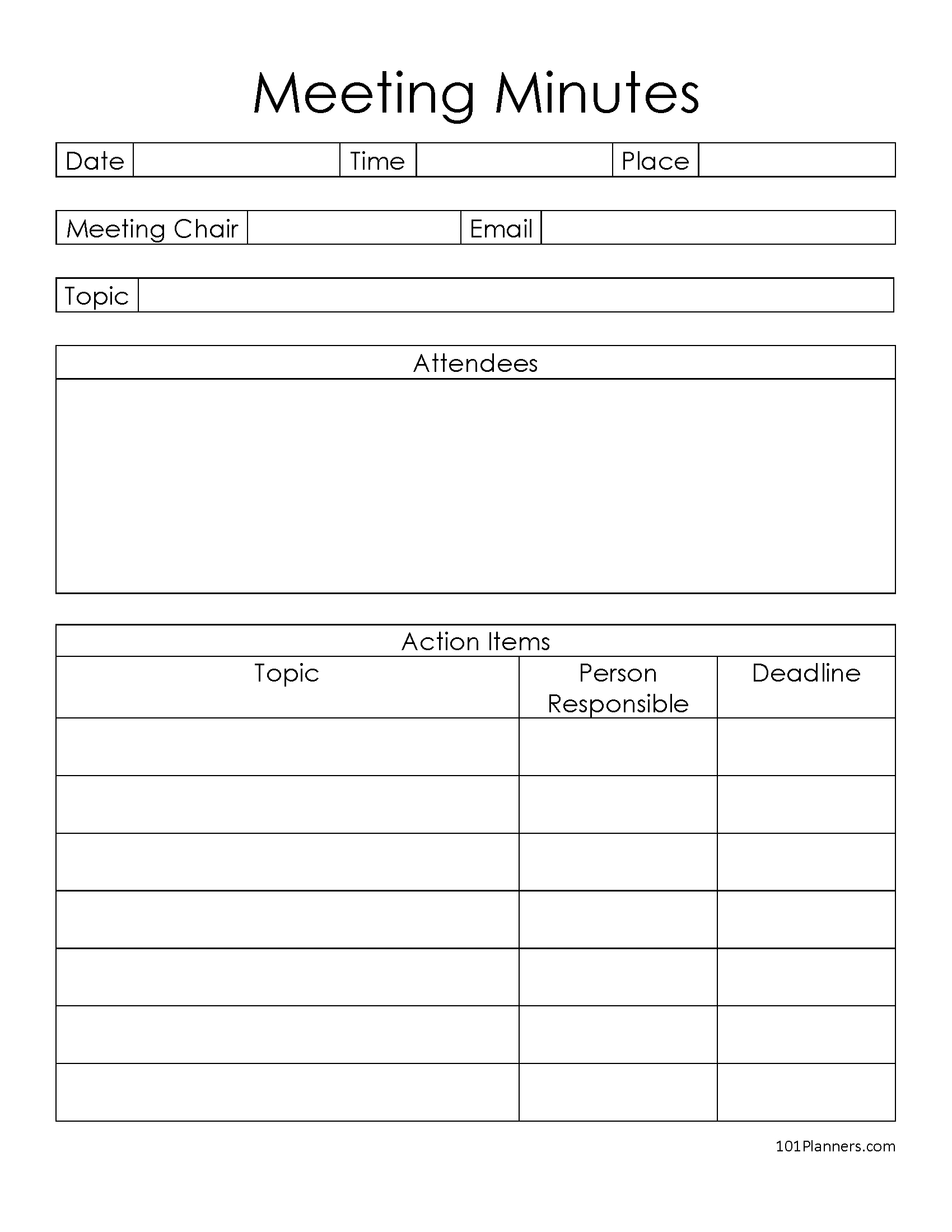 Free Meeting Minutes Templates | Word, Pdf, Excel, Google Docs for Meeting Minutes Template Free Printable