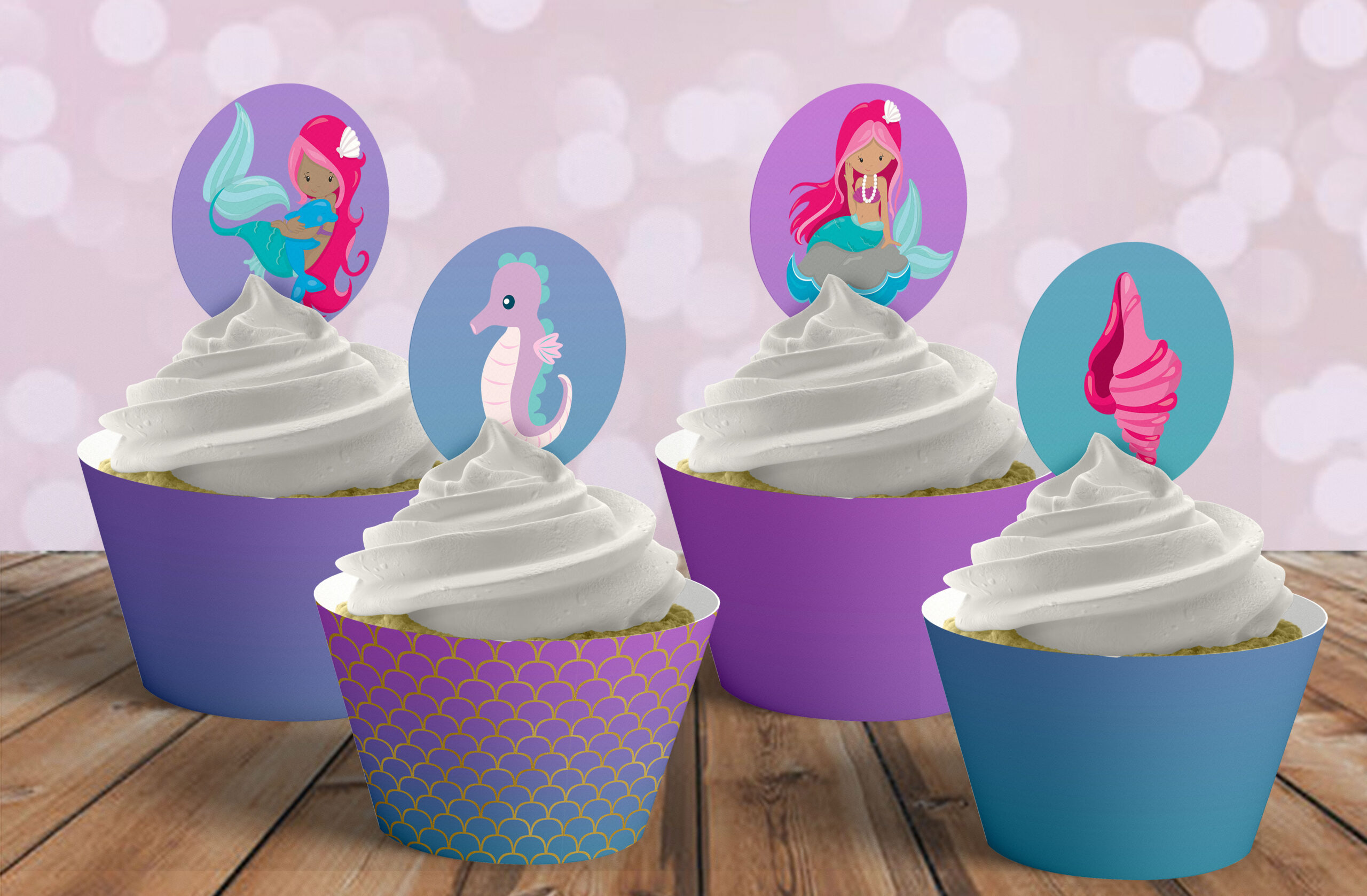 Free Mermaid Cupcake Toppers throughout Free Printable Mermaid Cupcake Toppers