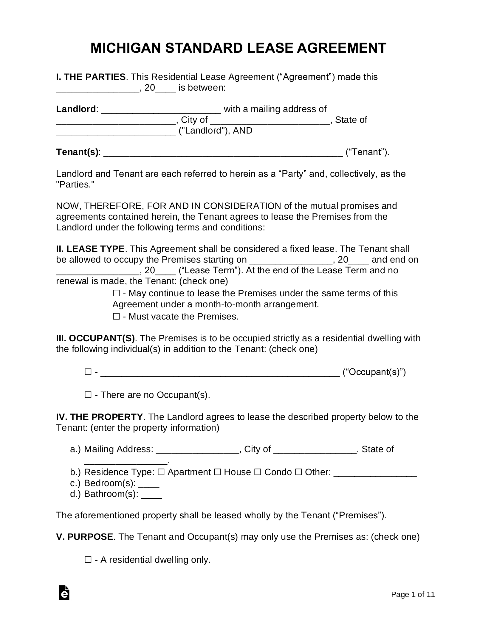 Free Michigan Residential Lease Agreement Template - Pdf | Word pertaining to Free Printable Michigan Residential Lease Agreement