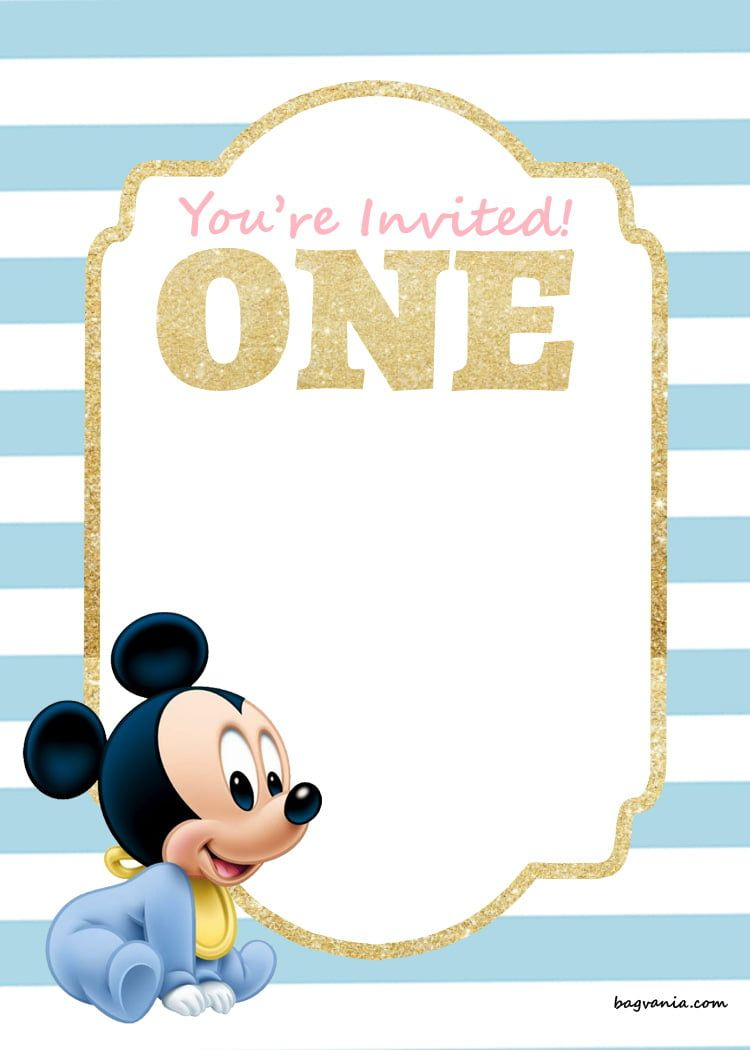 Free Mickey Mouse 1St Birthday Invitations | Free Printable in Free Printable Mickey Mouse 1St Birthday Invitations