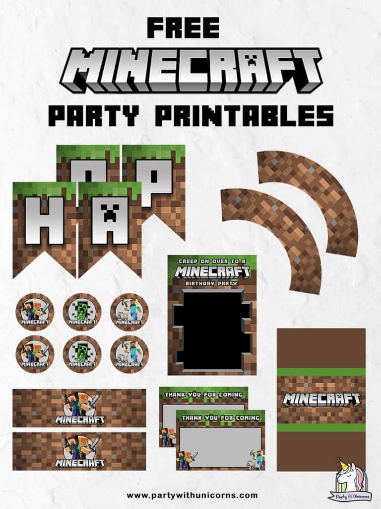 Free Minecraft Party Printables - Party With Unicorns in Free Minecraft Party Printables