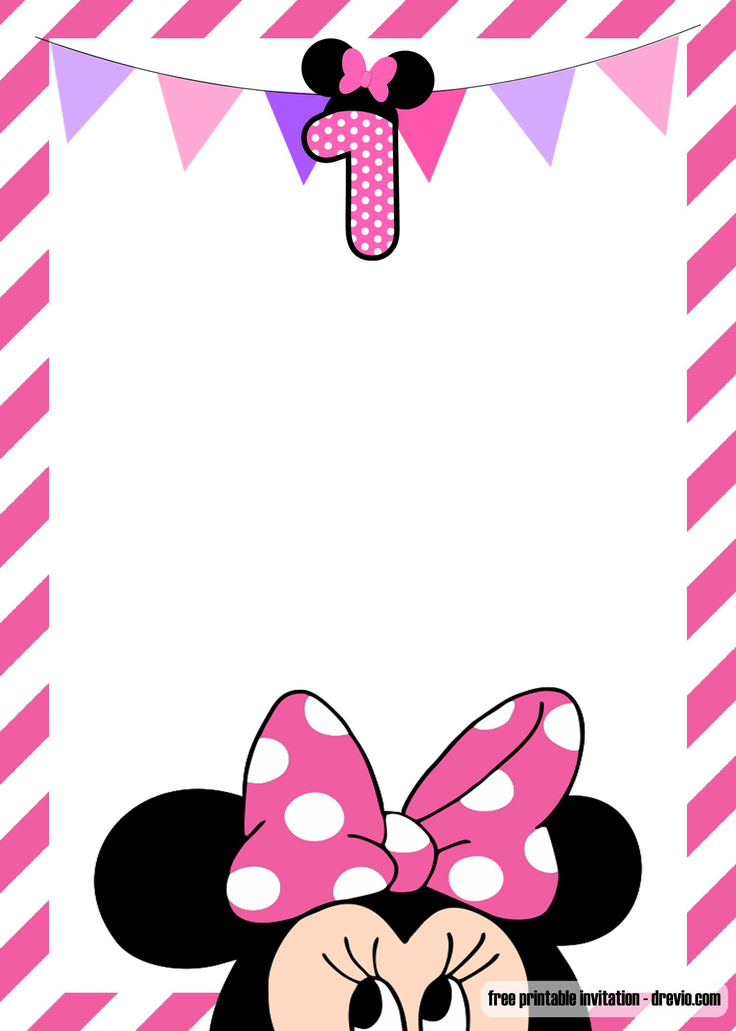 Free Minnie Mouse 1St Birthday Invitations Templates | Minnie regarding Free Printable Minnie Mouse Invitations