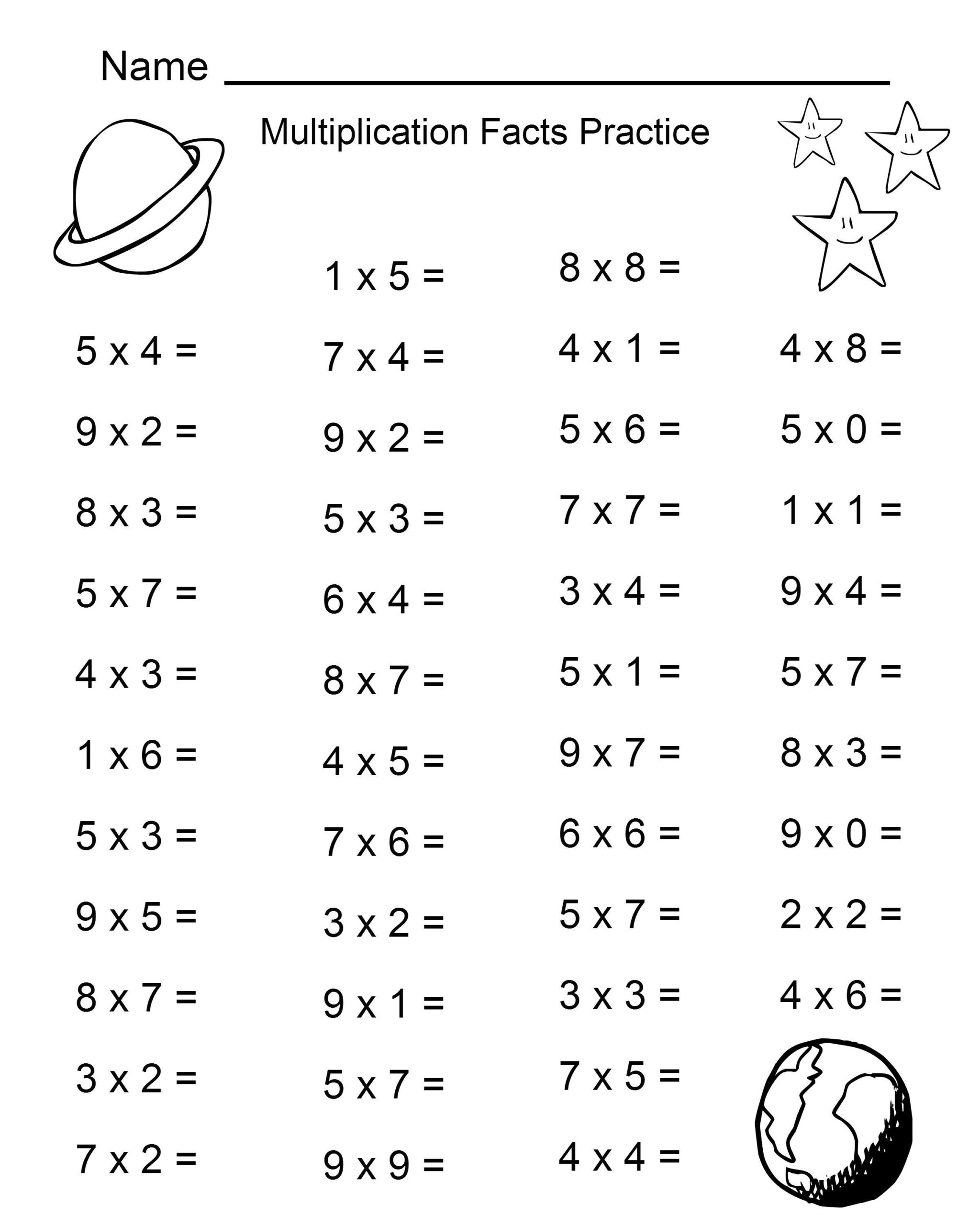 Free Multiplication Facts Practice Worksheets | Printable Shelter with regard to Free Printable Math Worksheets Multiplication Facts