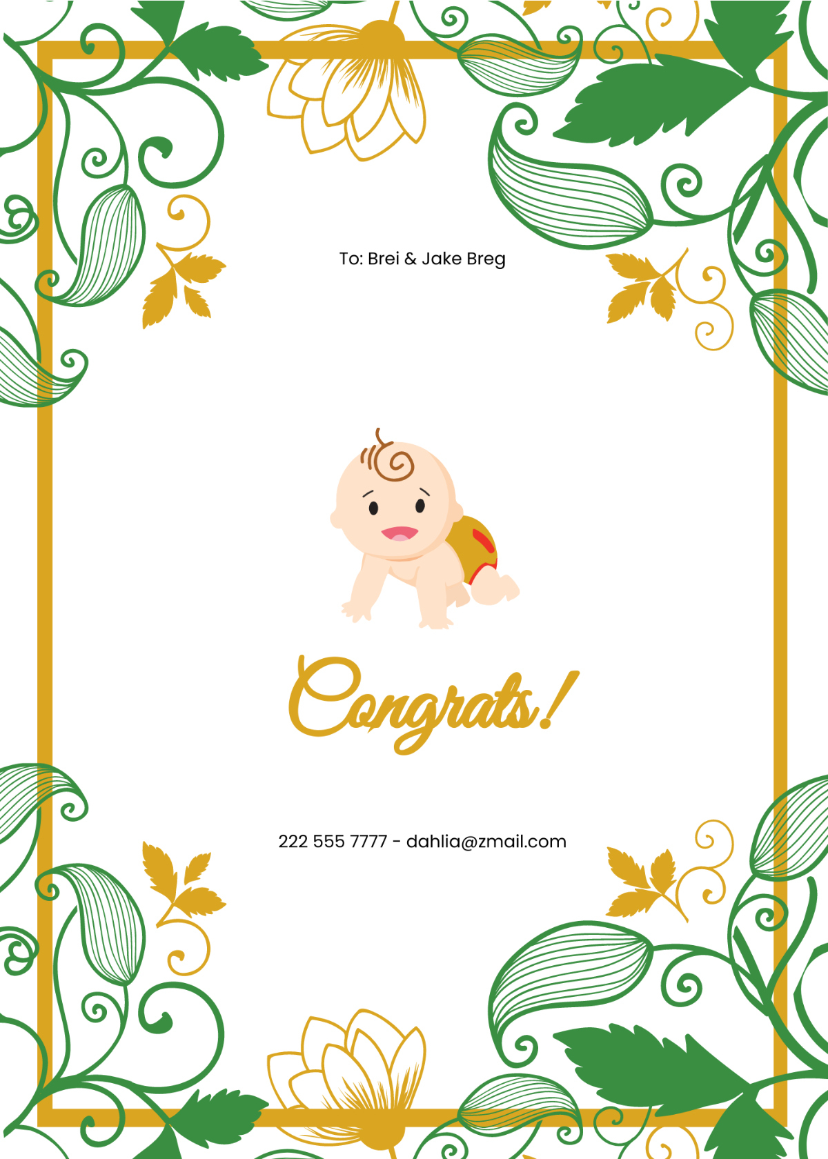 Free New Baby Card Templates &amp;amp; Examples - Edit Online &amp;amp; Download for Free Printable Congratulations Baby Cards