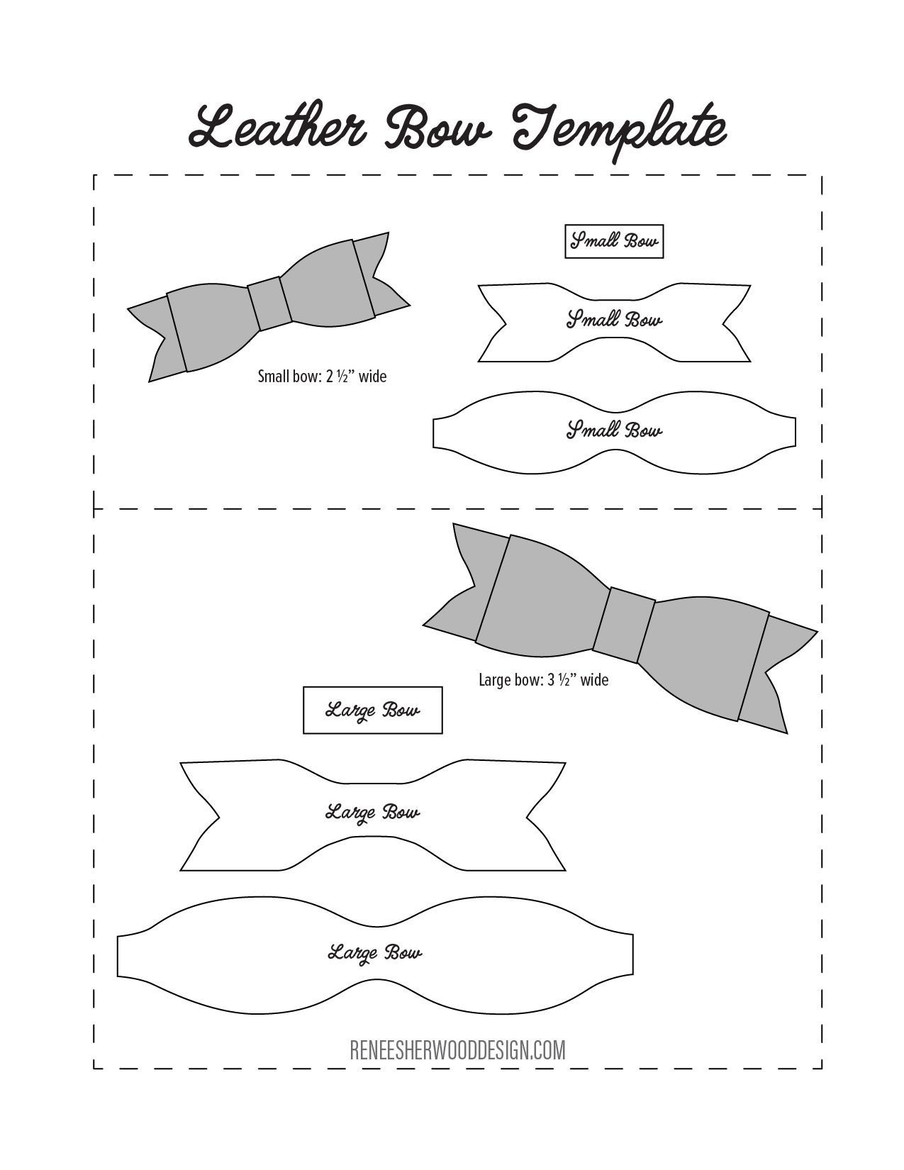 Free No Sew Leather Or Felt Bow Template regarding Free Printable Bow Template