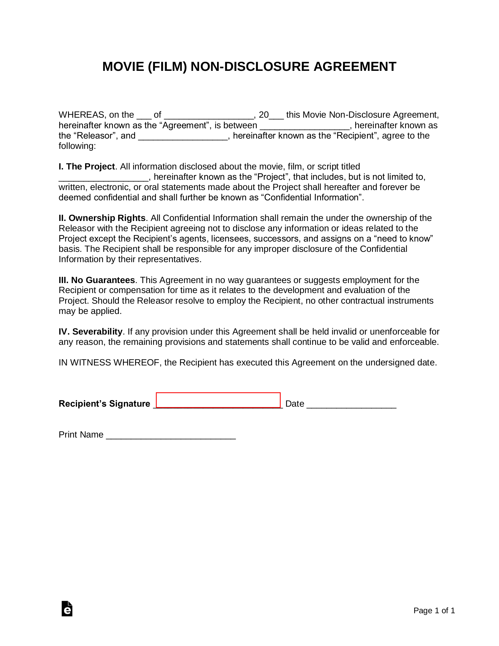 Free Non-Disclosure Agreement (Nda) Templates (21) - Pdf | Word intended for Free Printable Non Disclosure Agreement Form