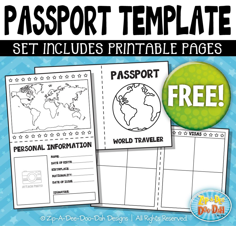 Free Passport Booklet Template Bundle {Zip-A-Dee-Doo-Dah Designs in Free Printable Passport Template