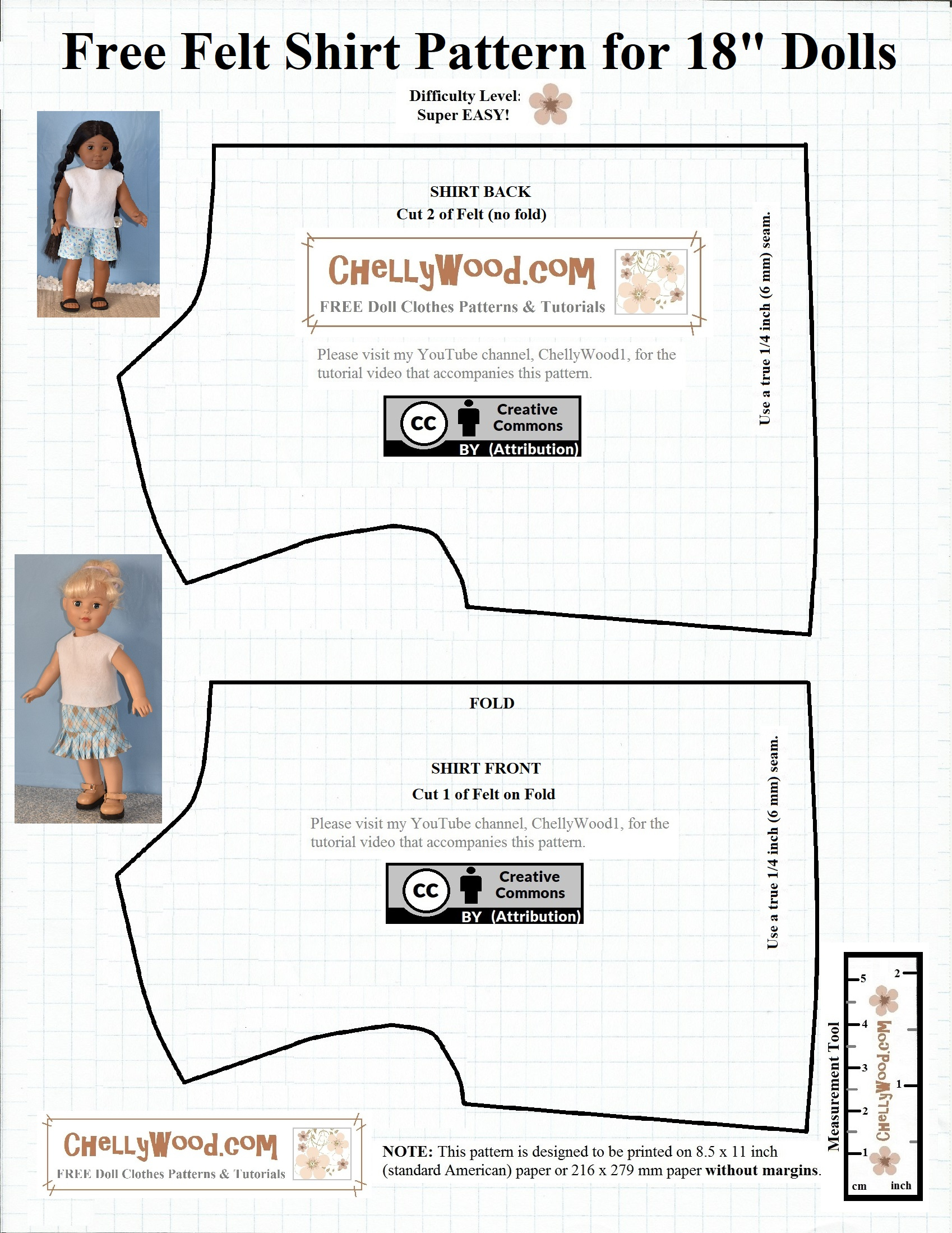 Free #Patterns For 18-Inch #Dolls&amp;#039; Easy- #Sew Shirt @ Chellywood with regard to 18 Inch Doll Clothes Patterns Free Printable