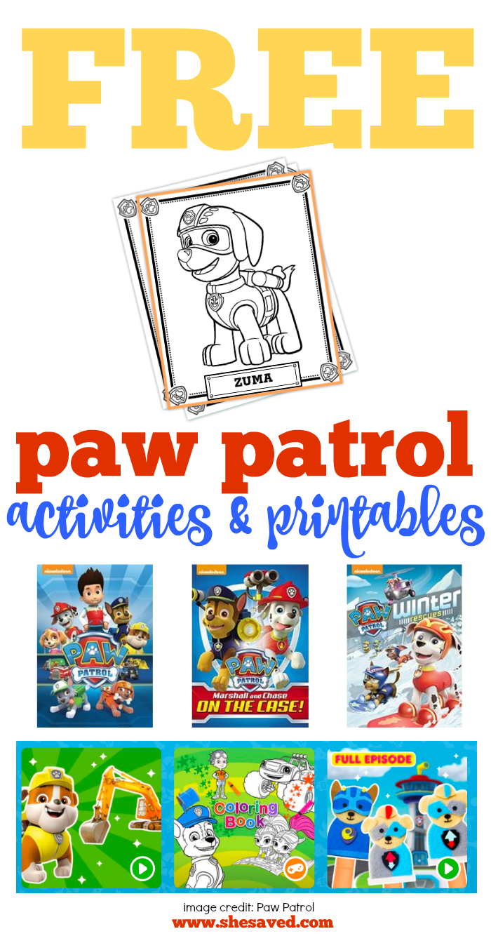 Free Paw Patrol Printable Activities - Shesaved® pertaining to Free Paw Patrol Printables