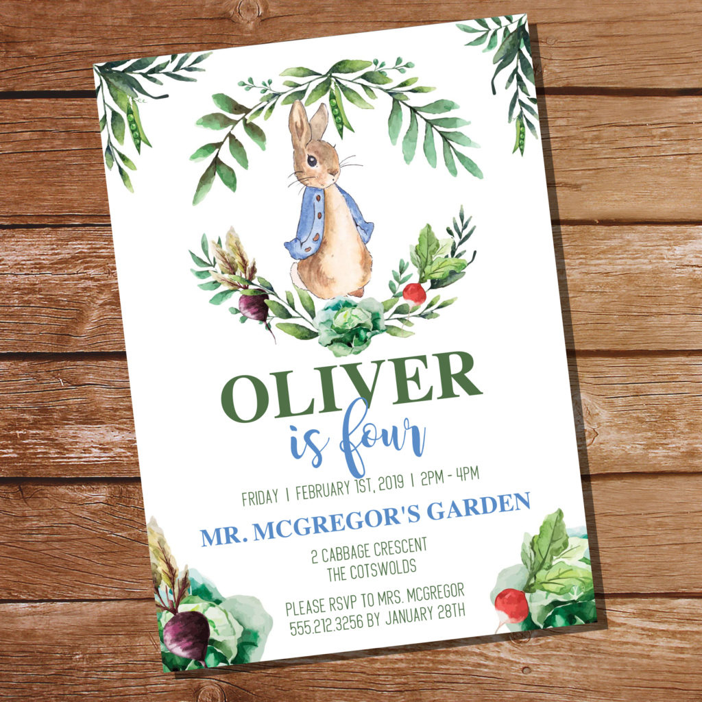 Free Peter Rabbit Party Invitation And Peter Rabbit Party Decor with regard to Free Peter Rabbit Party Printables
