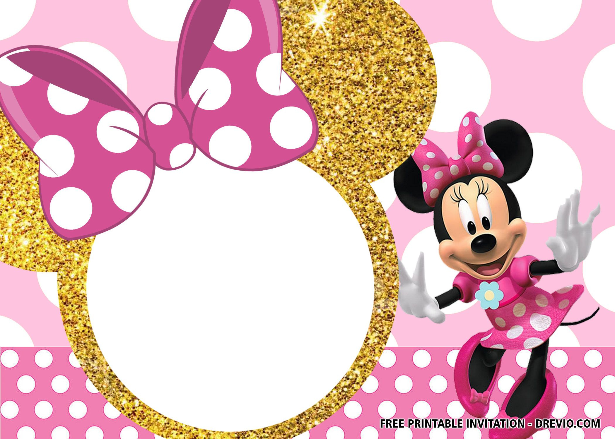 Free Pink And Gold Minnie Mouse Invitation Templates | Minnie inside Free Printable Minnie Mouse Invitations