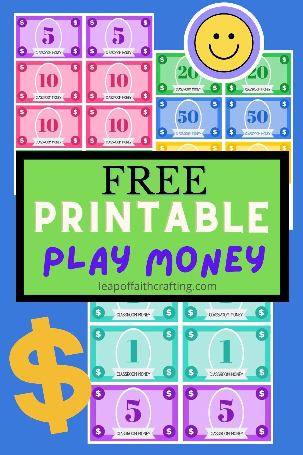 Free Play Money To Print! (For Classroom Or Home!) | Play Money within Free Printable Money for Kids