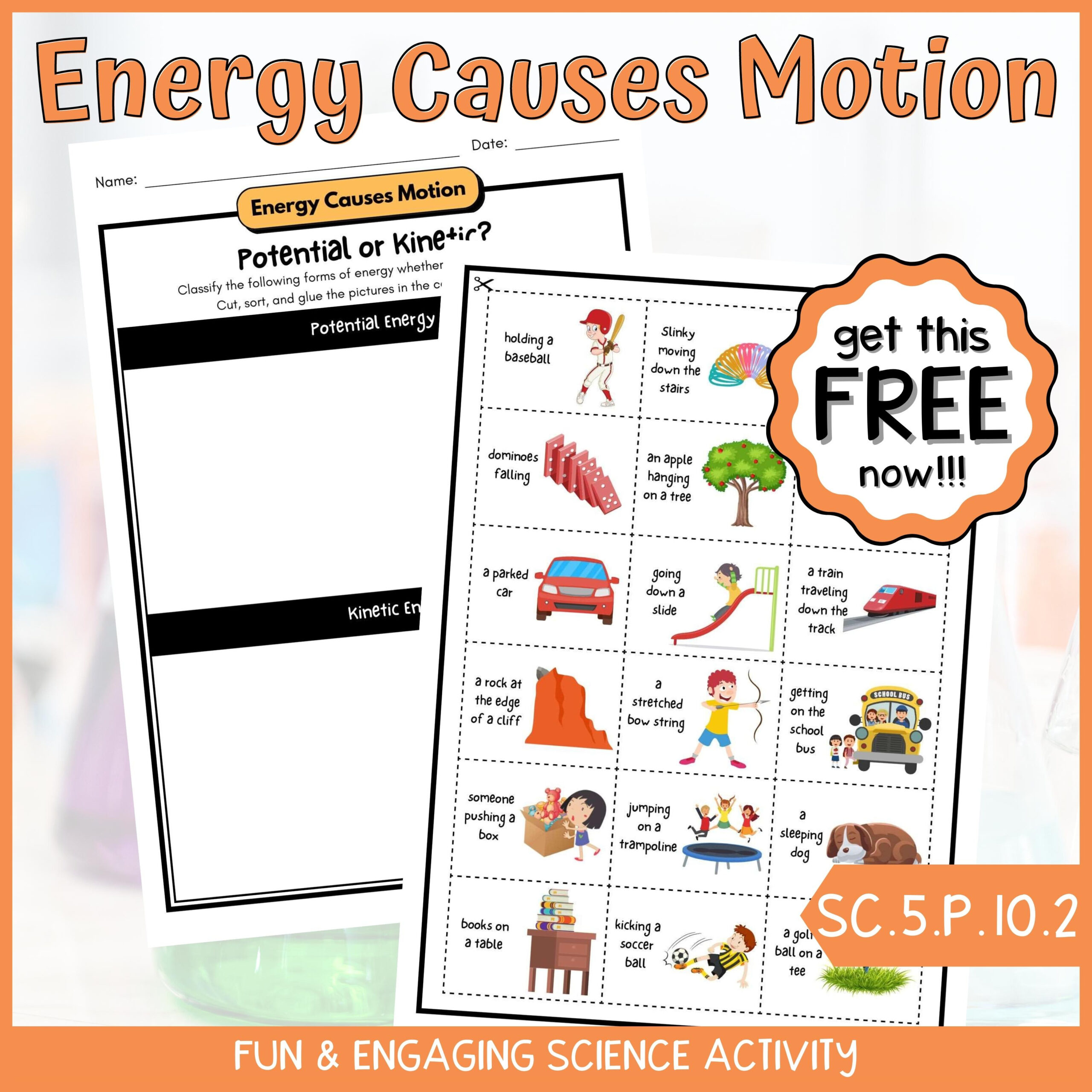 Free Potential Or Kinetic Energy Cut, Sort, And Glue Physical with Free Printable Worksheets On Potential And Kinetic Energy