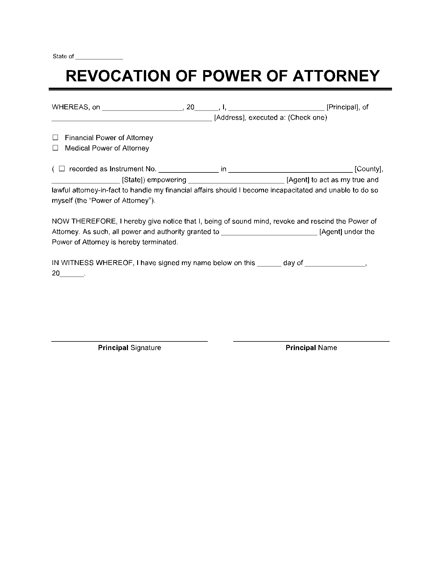 Free Power Of Attorney Revocation Form (Pdf) | Cocosign throughout Free Printable Revocation of Power of Attorney Form