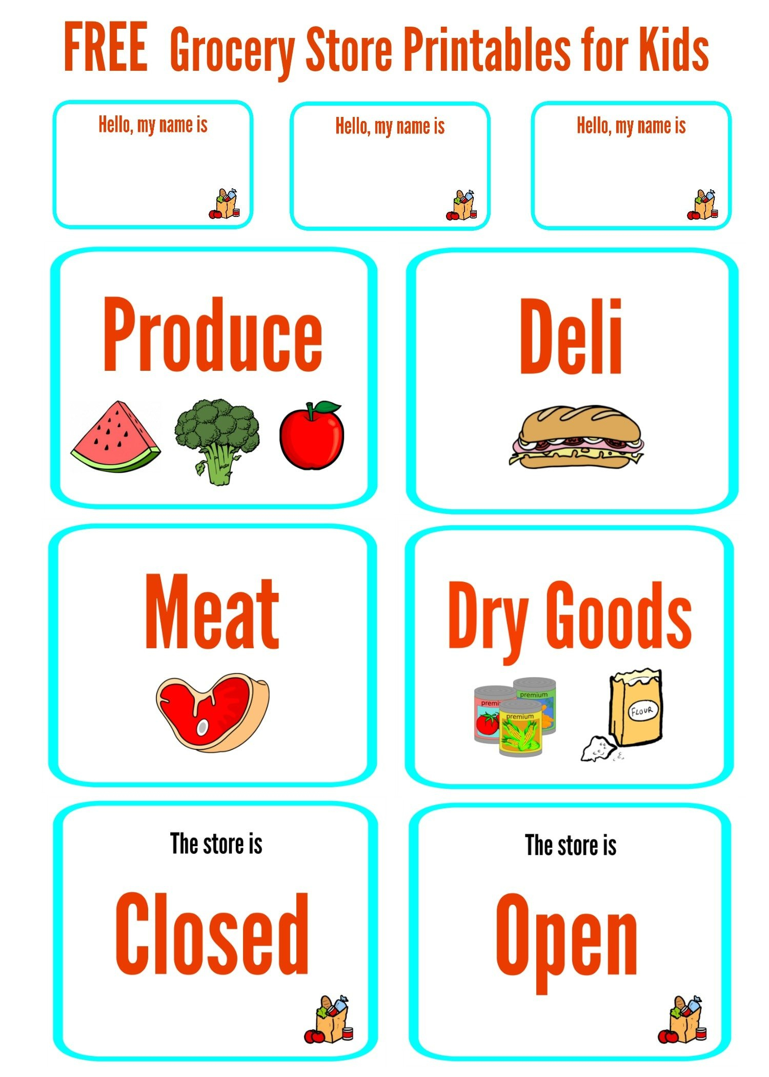 Free Pretend Play Grocery Store Printables For Kids - Make Life Lovely in Free Printable Play Food Labels