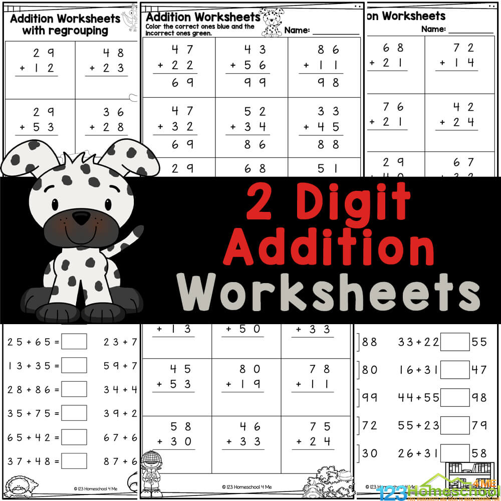 Free Printable 2-Digit Addition Worksheets With / Without Regrouping inside Free Printable Double Digit Addition And Subtraction Worksheets