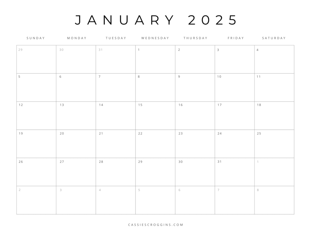 Free Printable 2025 Blank Calendar Templates (All 12 Months) for Free Printable Monthly Planner 2025