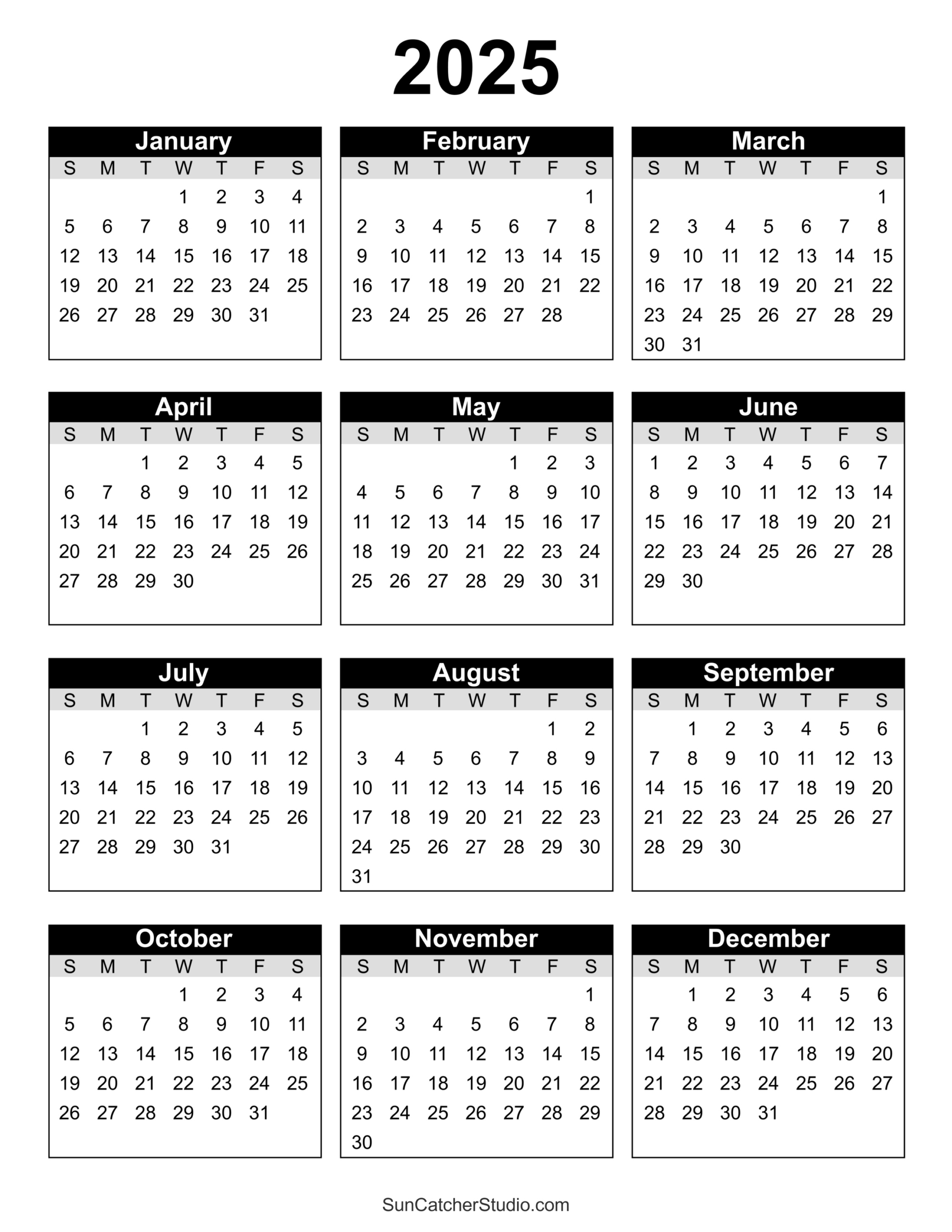 Free Printable 2025 Yearly Calendar – Diy Projects, Patterns with Free Printable Diary 2025