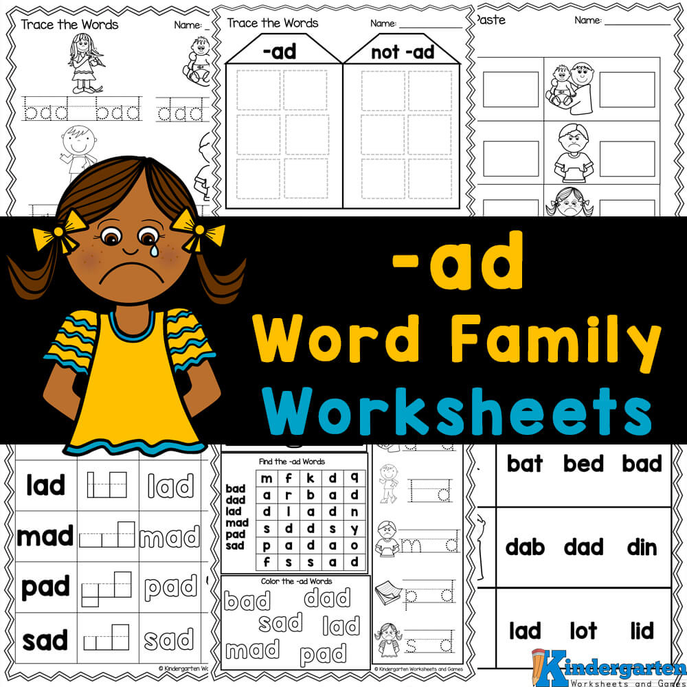 Free Printable -Ad Word Family Worksheets throughout Free Printable Word Family Worksheets For Kindergarten