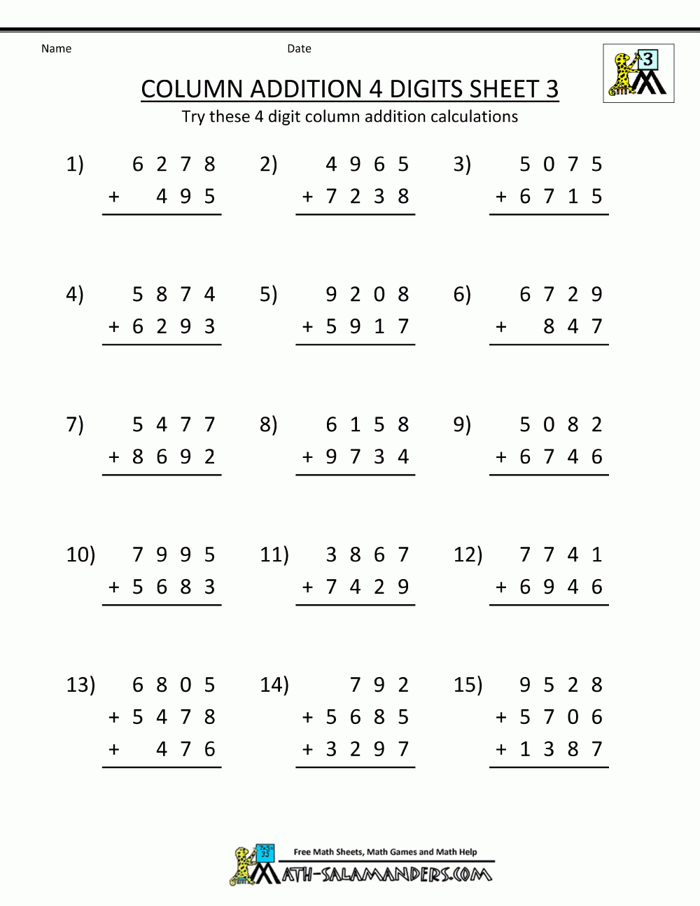 Free Printable Addition Worksheets 3Rd Grade | Math Addition within Free Printable Math Worksheets Addition and Subtraction