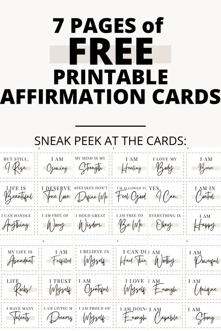 Free Printable Affirmation Cards (+ Affirmation Ideas) | Positive throughout Free Printable Positive Affirmation Cards