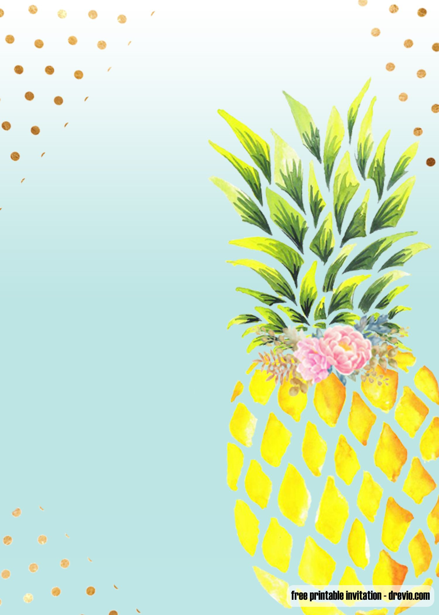 Free Printable Aloha Pineapple Birthday Invitation Templates for Free Printable Pineapple Invitations