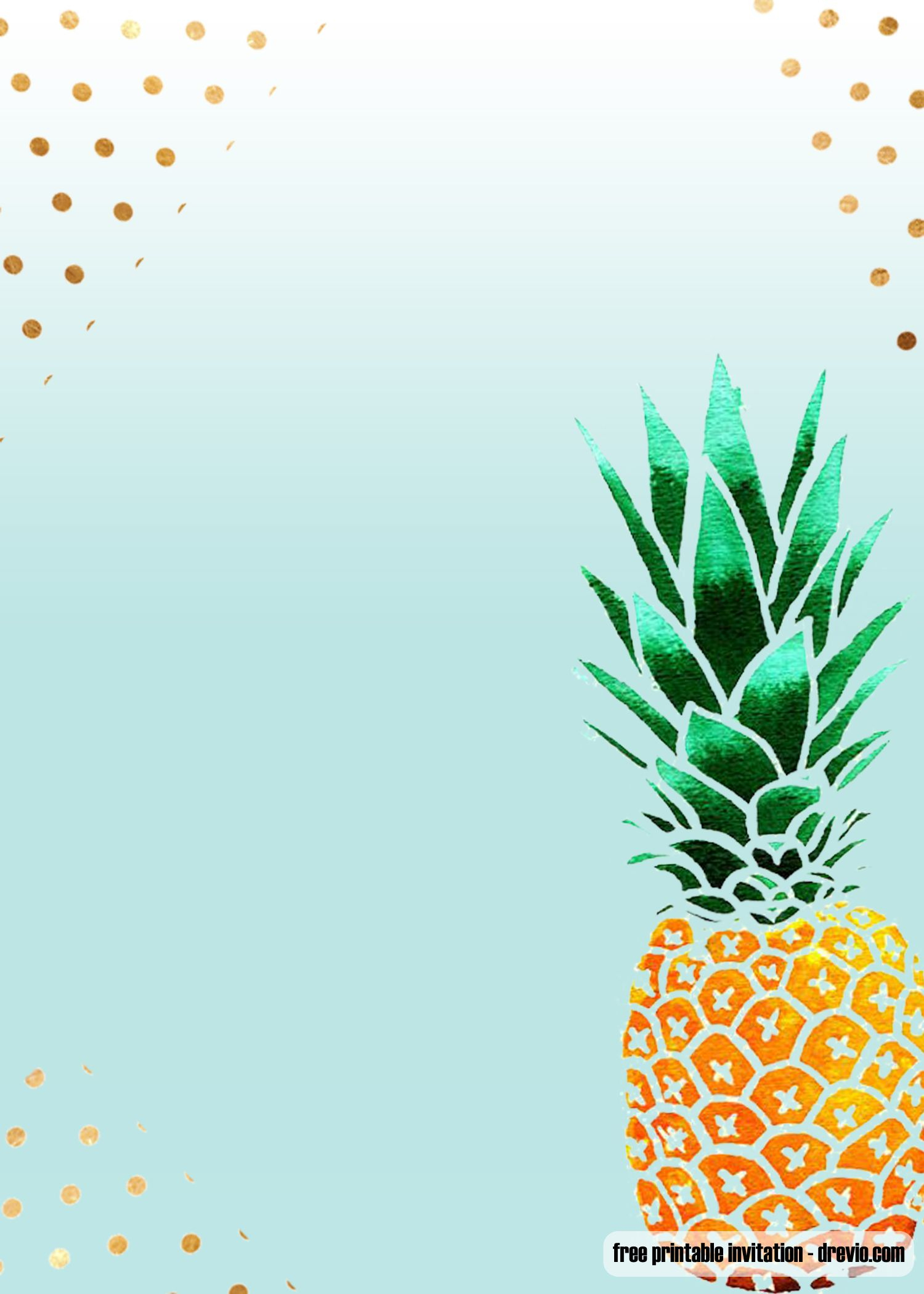 Free Printable Aloha Pineapple Birthday Invitation Templates for Free Printable Pineapple Invitations