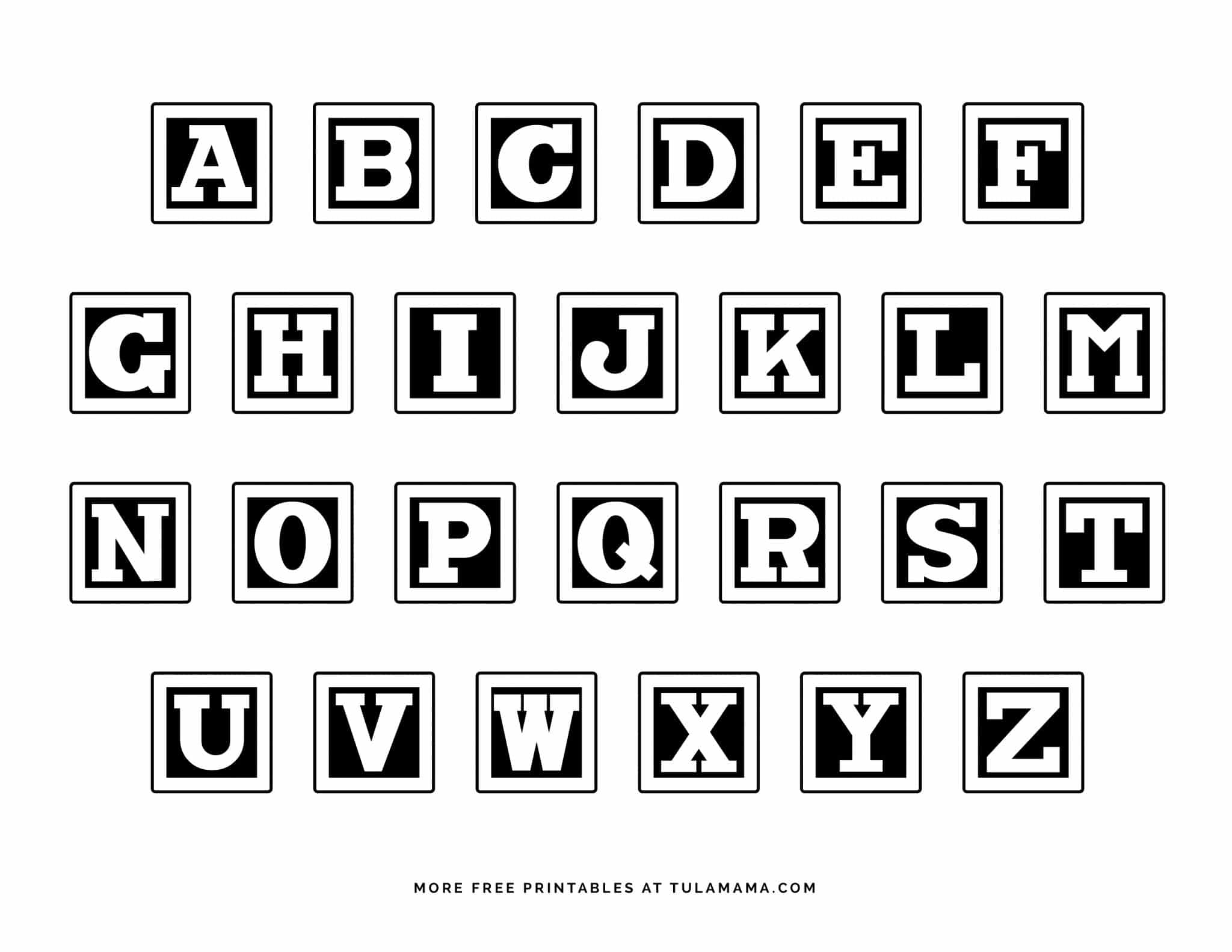 Free Printable Alphabet Blocks &amp; Coloring Pages - Tulamama with Free Printable Block Letters