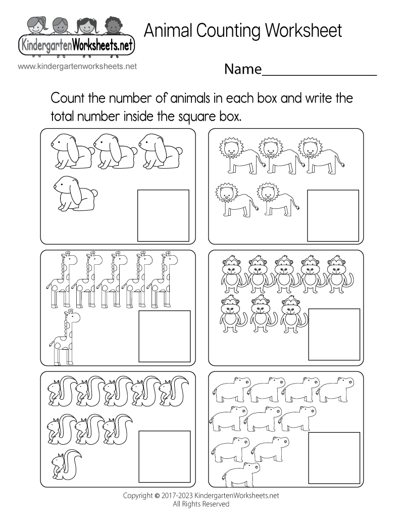 Free Printable Animal Counting Worksheet regarding Free Printable Counting Worksheets