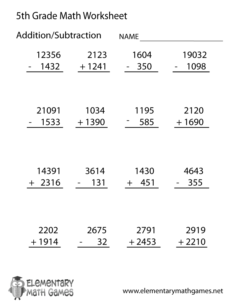 Free Printable Arithmetic Worksheet For Fifth Grade for Free Printable Worksheets for 5th Grade