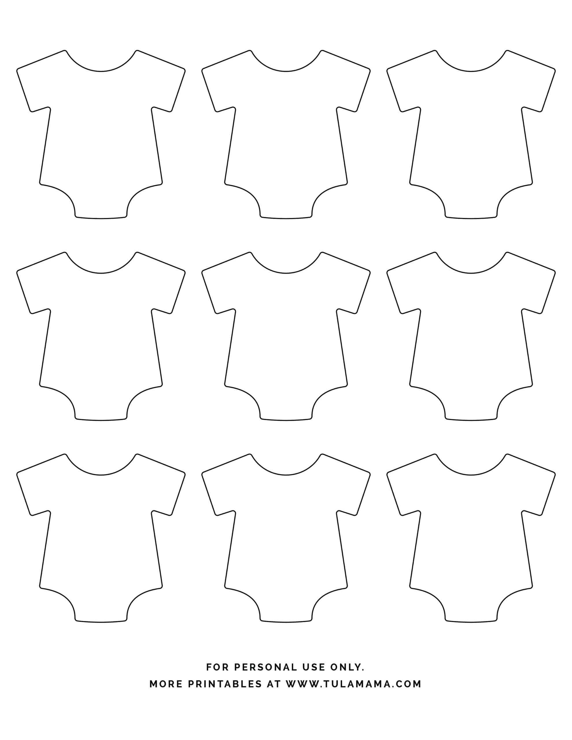 Free Printable Baby Onesie Template For Baby Shower Decorations in Free Printable Onesies