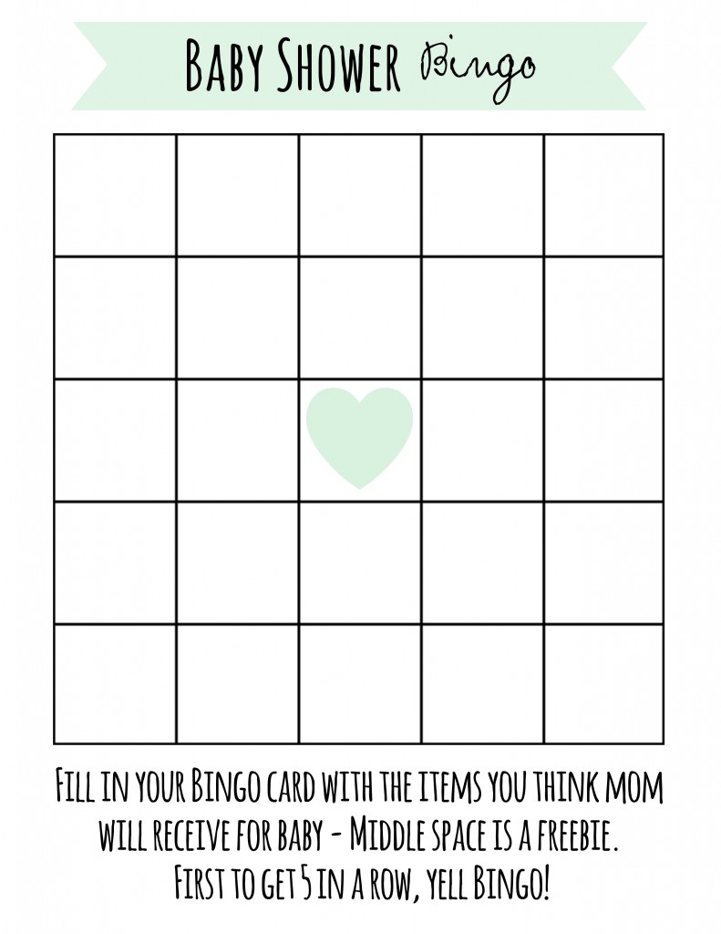 Free Printable Baby Shower Bingo with Baby Shower Bingo Template Free Printable