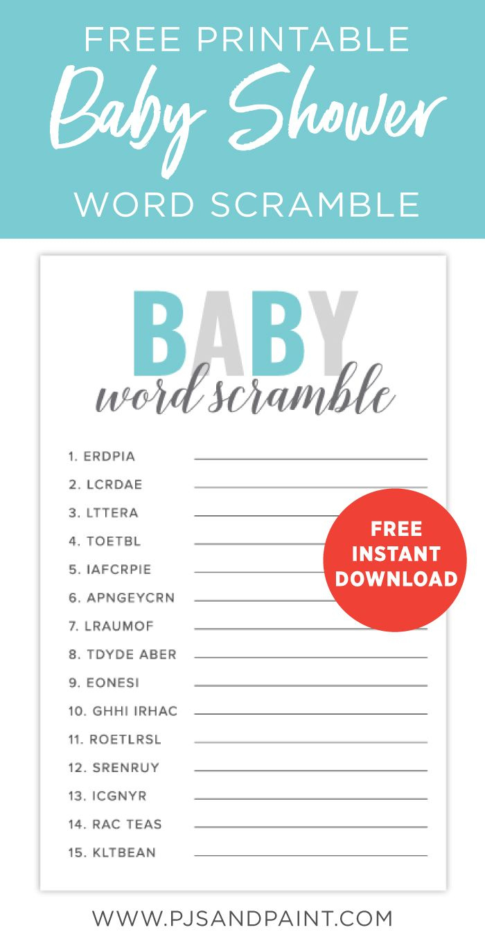 Free Printable Baby Shower Games - Baby Shower Word Scramble | Boy within Free Printable Baby Shower Word Scramble
