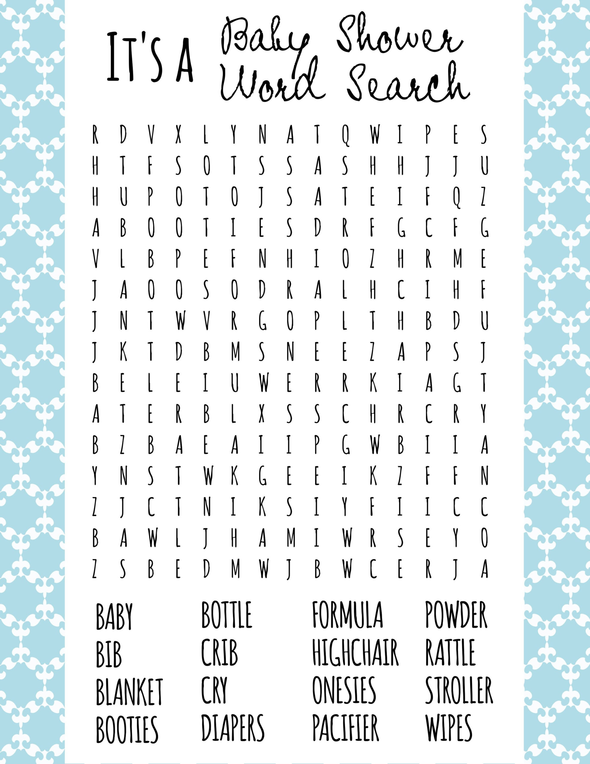 Free Printable Baby Shower Games - Download Instantly! in Free Baby Shower Printables