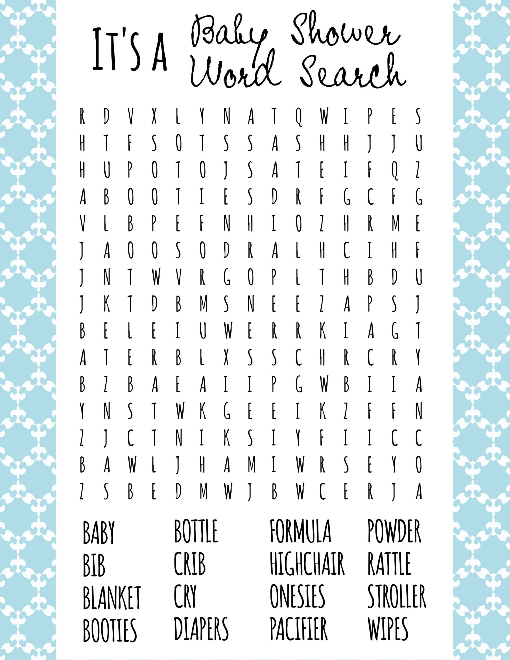 Free Printable Baby Shower Games - Download Instantly! inside Free Printable Baby Shower Games With Answer Key