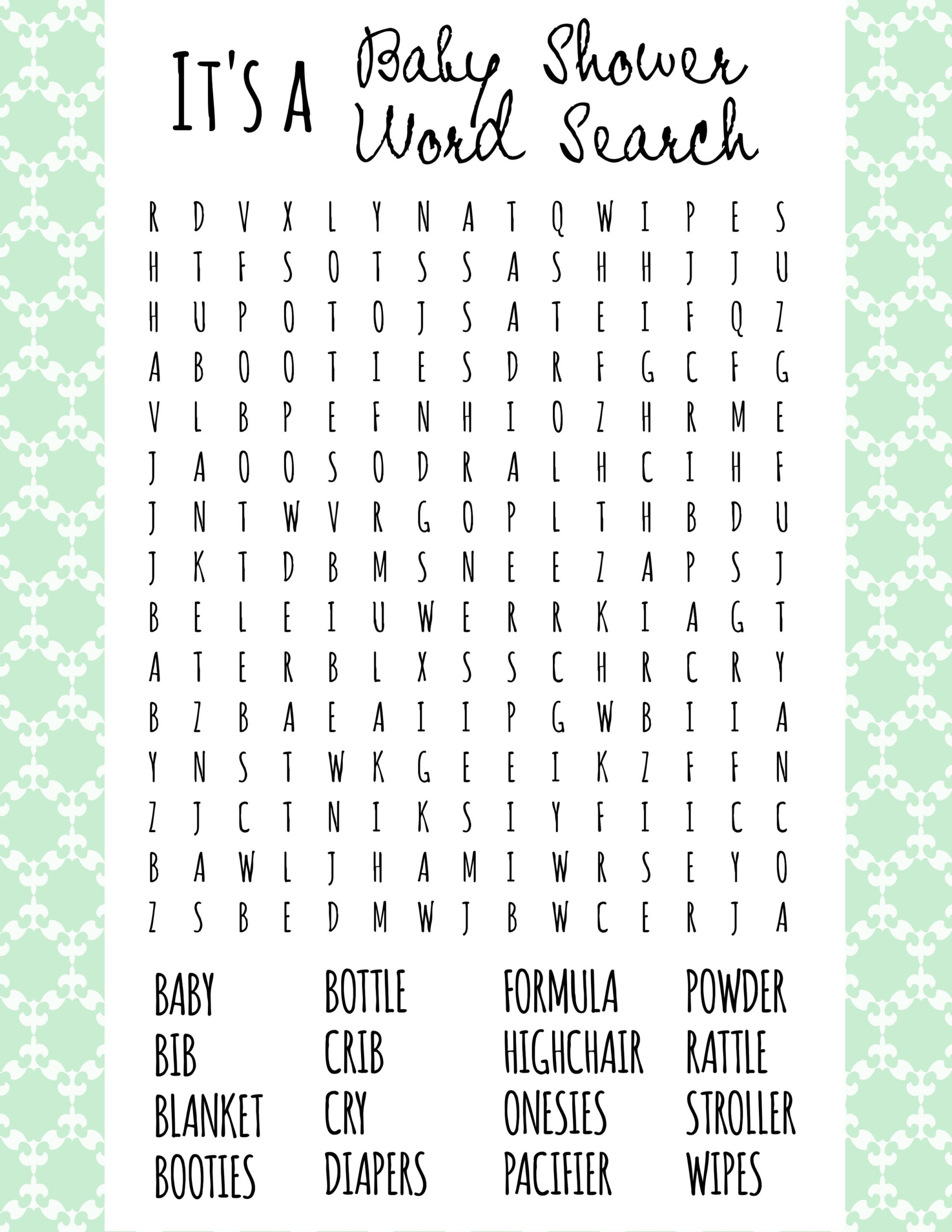 Free Printable Baby Shower Games - Download Instantly! pertaining to Free Printable Online Baby Shower Games