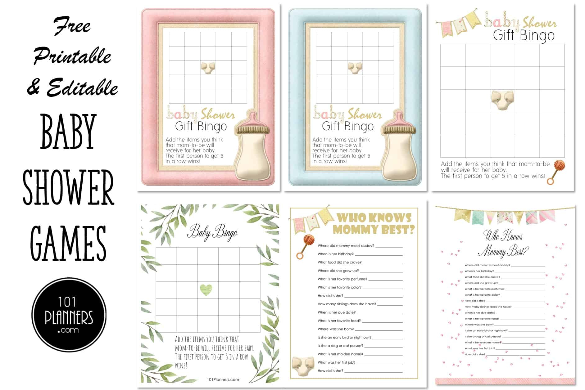 Free Printable Baby Shower Games | Instant Download pertaining to Free Printable Baby Shower Bingo For 50 People