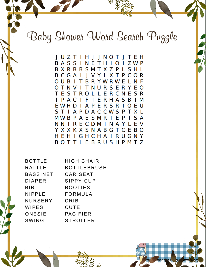 Free Printable Baby Shower Word Search Puzzle Game pertaining to Free Printable Baby Shower Word Search