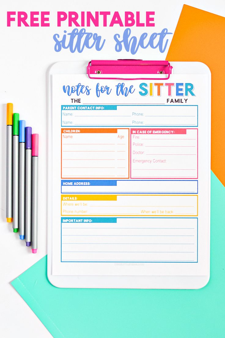 Free Printable Baby Sitter Note Sheet | Babysitter Printable regarding Babysitter Notes Free Printable